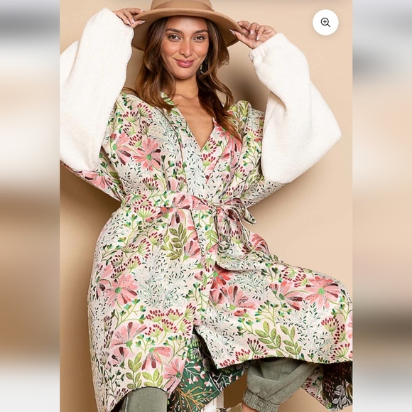 POL Jackets & Blazers - POL Jacquard Long Kimono Robe